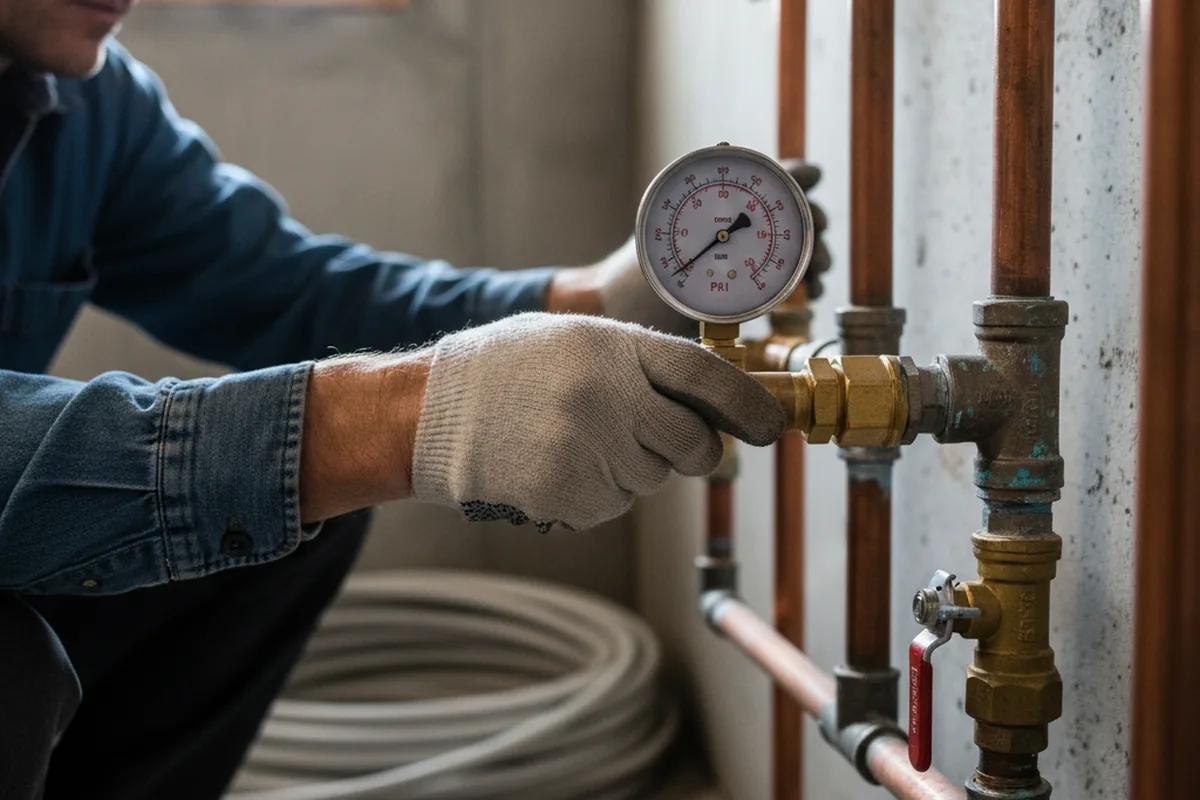 Pressure testing a repaired line during Water Line Repair in David