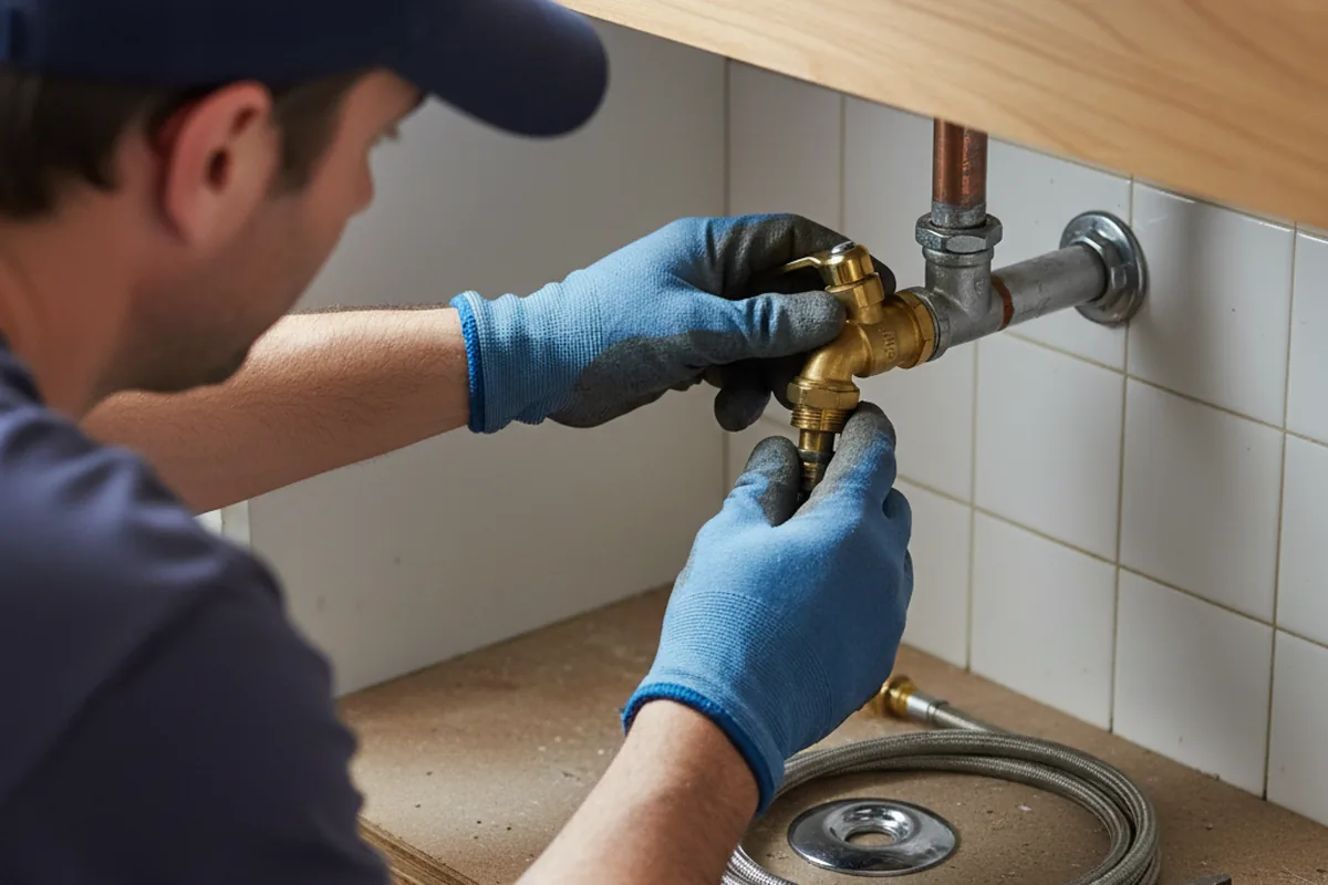 Shutoff valve and fitting work during Burst Pipe Repair in David